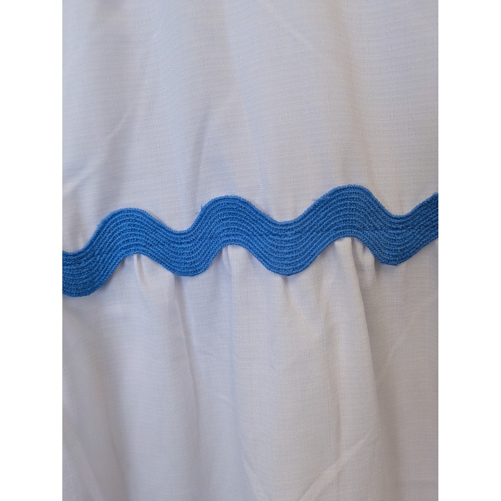 Unbranded Maxi Skirt Womens L White Blue Ric Rac Trim Tiered Ruffle Boho Coastal - Picture 4 of 9